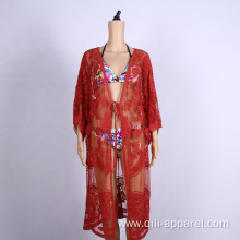 embroidered lace sun protection clothing sexy beach dress